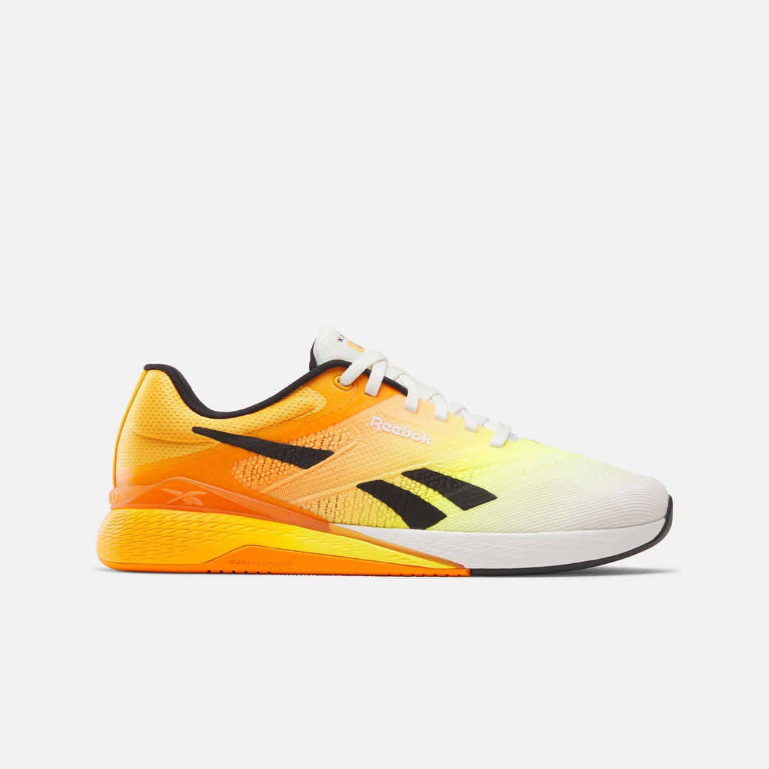 Men's Reebok Nano X5, Chalk/Black/Electric Amber, 9.5 D Medium