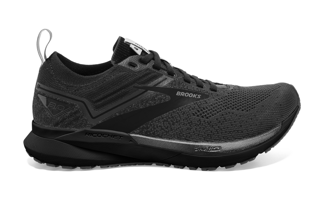 Men's Brooks Ricochet 3, Ebony/Blackened Pearl/Black, 9.5 D Medium