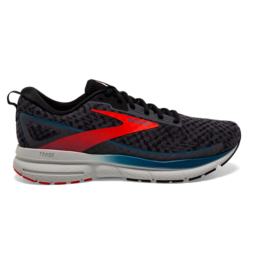 Men's Brooks Trace 3, Blackened Pearl/Red/Blue, 8 D Medium