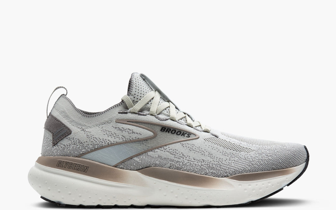 Men's Brooks Glycerin StealthFit 21, Grey/Frost Grey/Champagne, 8.5 D Medium