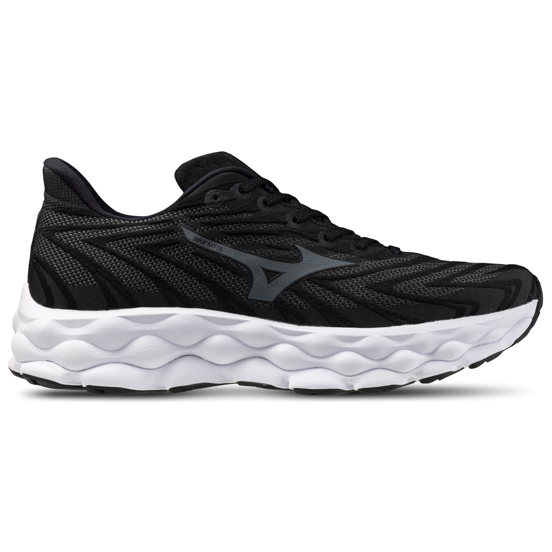 Men's Mizuno Wave Sky 8, Black/Metallic Grey, 9 2E Wide