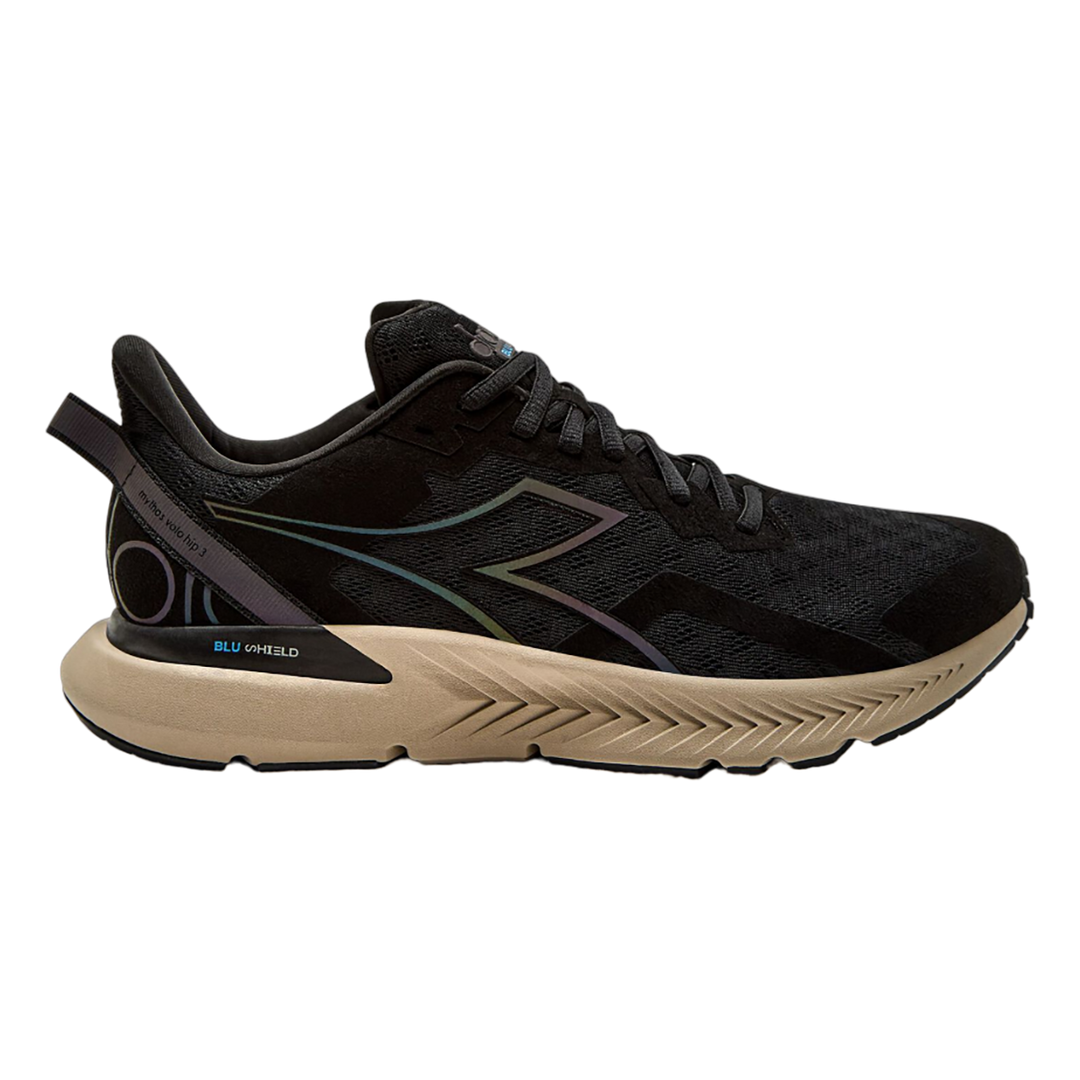 Men's Diadora Mythos Blushield Volo 3 Hip, Black/Doeskin, 10 D Medium
