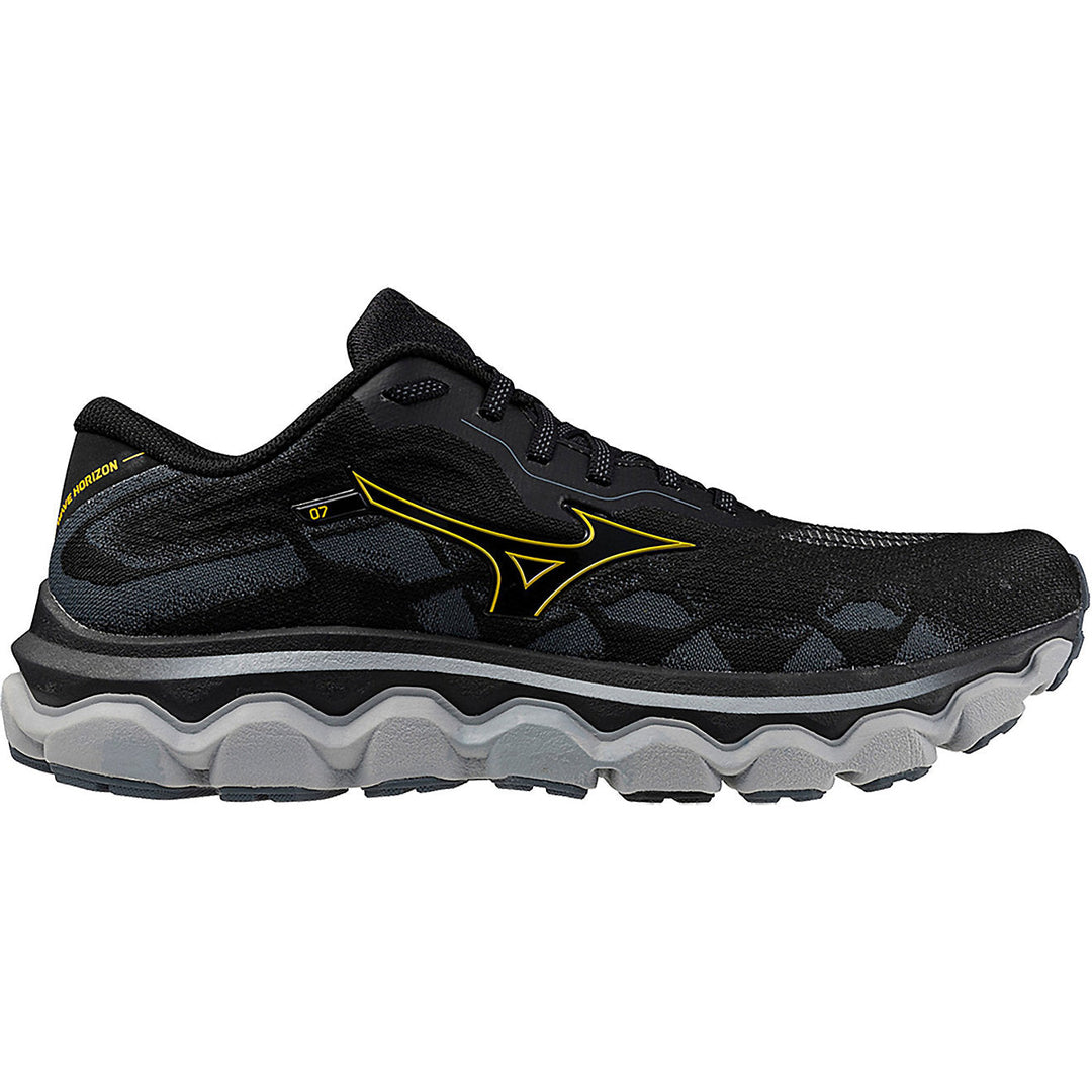Men's Mizuno Wave Horizon 7, Black/Citrus, 12 D Medium