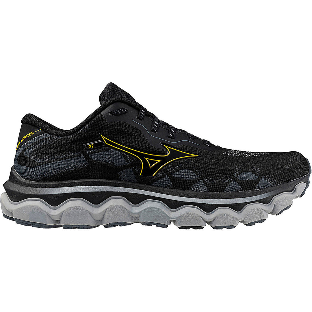 Men's Mizuno Wave Horizon 7, Black/Citrus, 11.5 D Medium