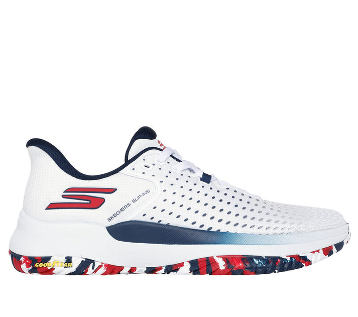 Men's Skechers Viper Court Elite, White/Navy/Red, 11 D Medium