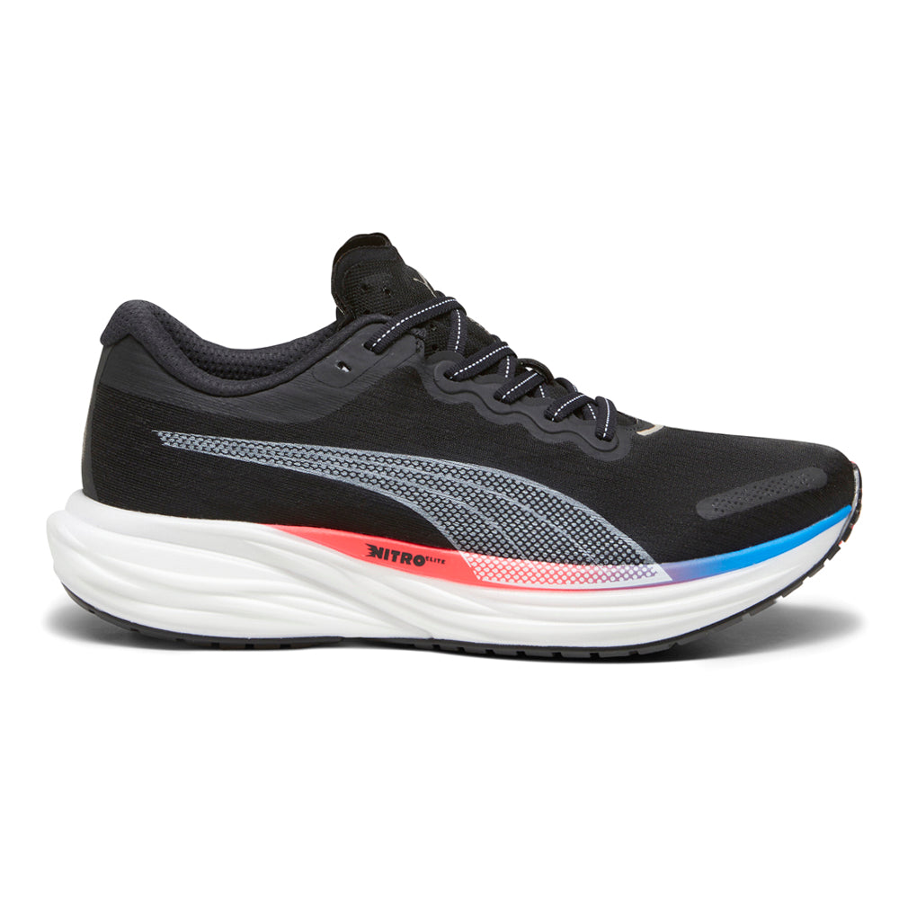 Men's Puma Deviate Nitro 2, Black/Ultra Blue/Fire Orchid, 10 D Medium