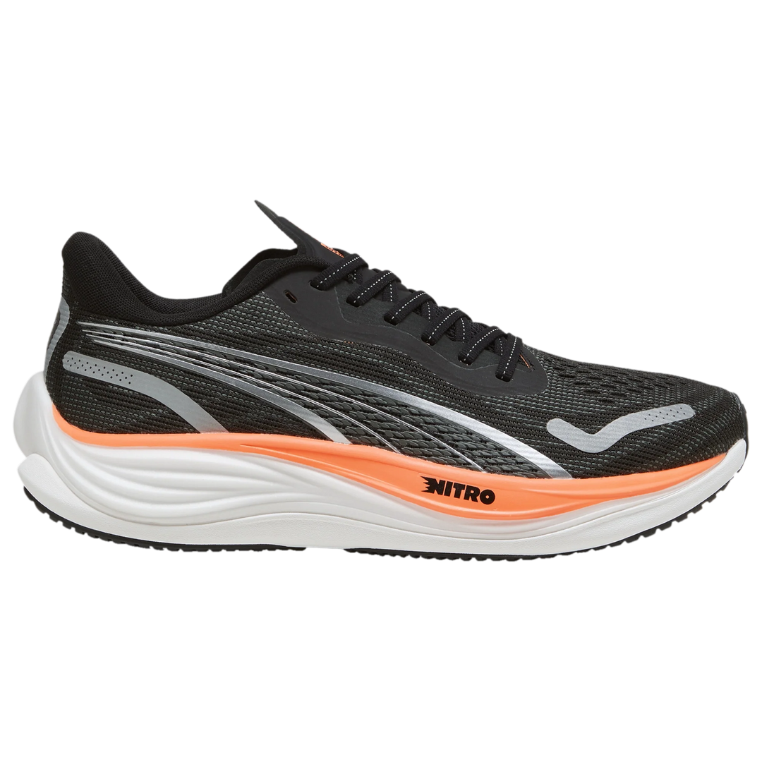 Men's Puma Velocity Nitro 3, Black/Silver/Neon Citrus, 13 D Medium