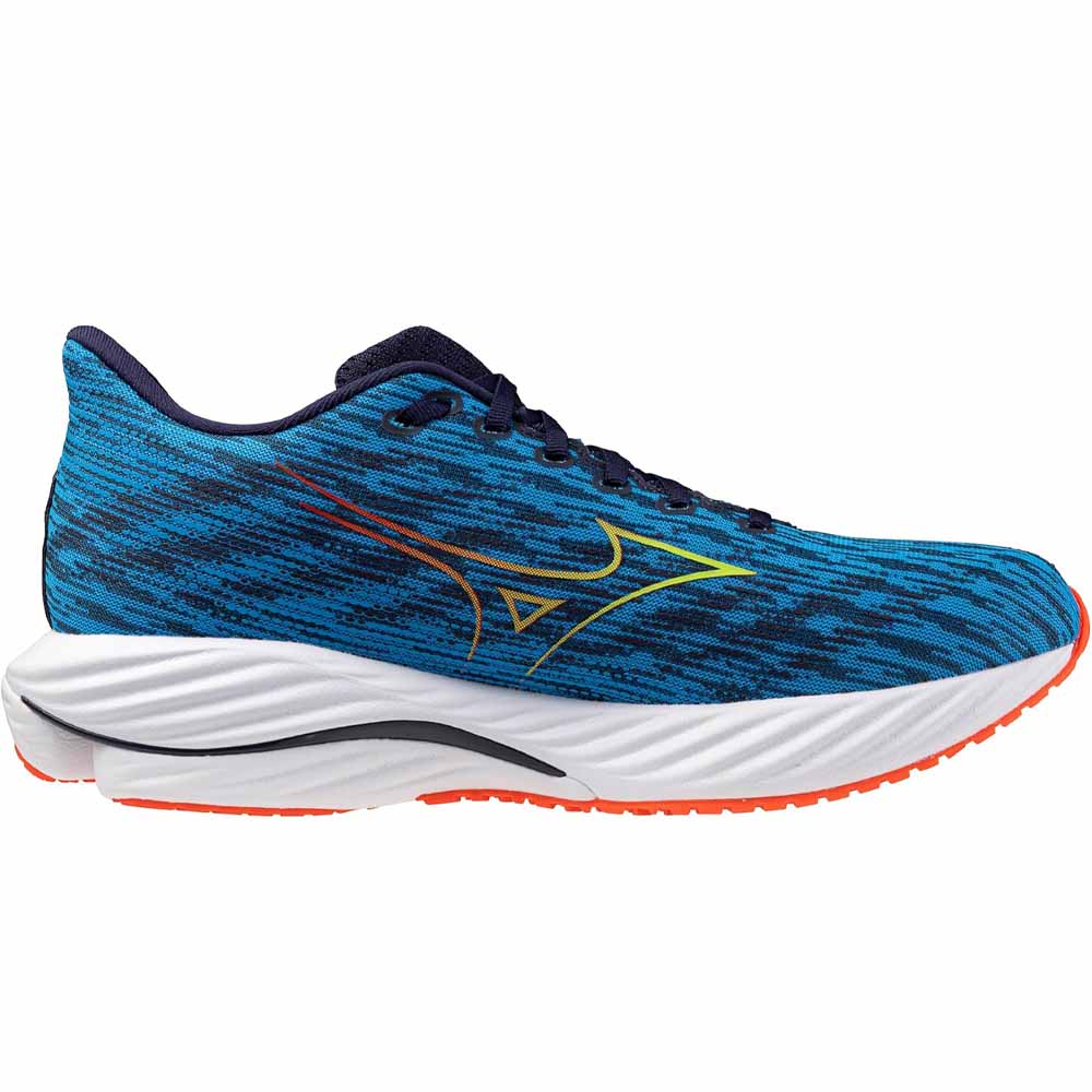 Men's Mizuno Wave Rider 28, Blue Pace/Green Gecko, 10 D Medium