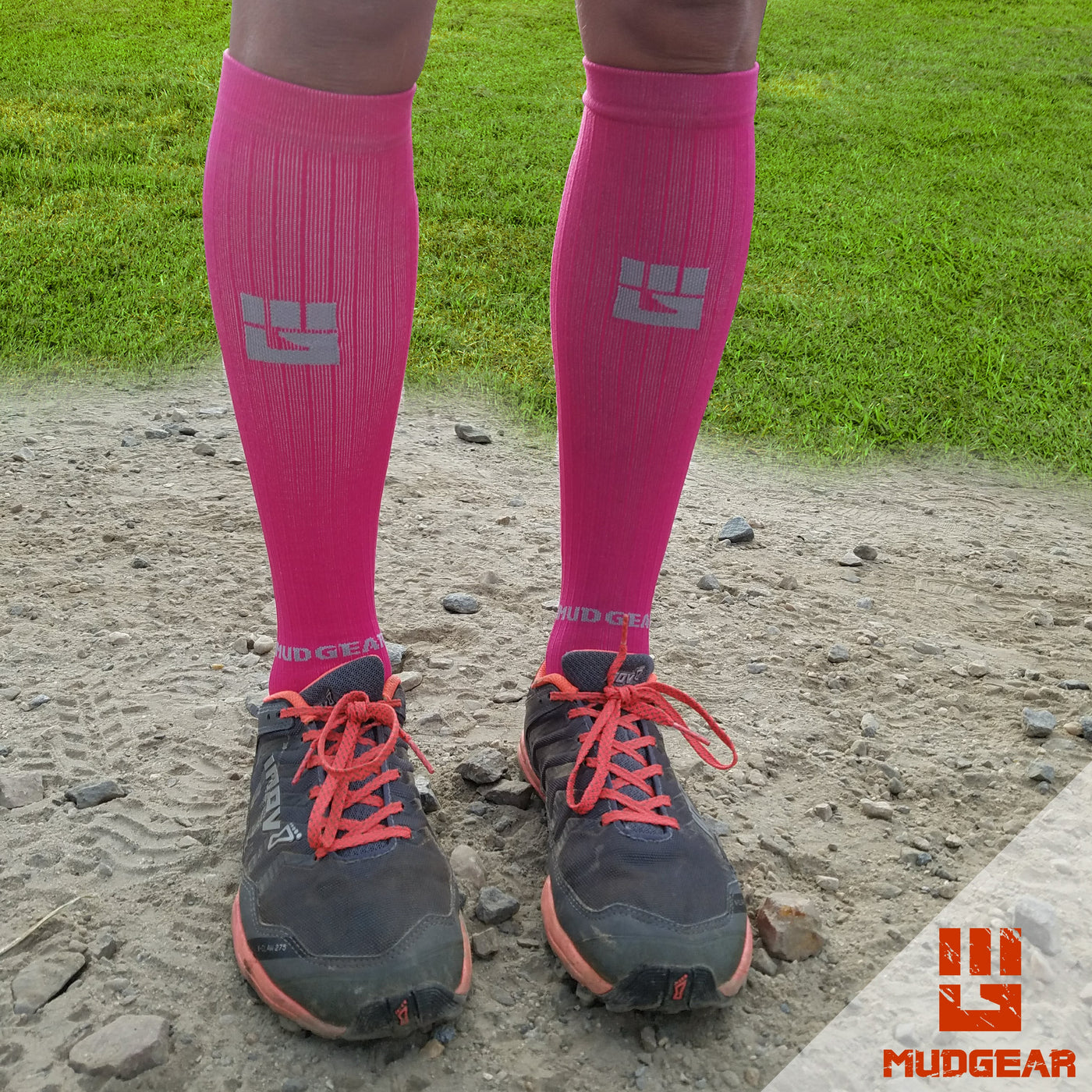 Tall Compression Socks (Pink/Gray)