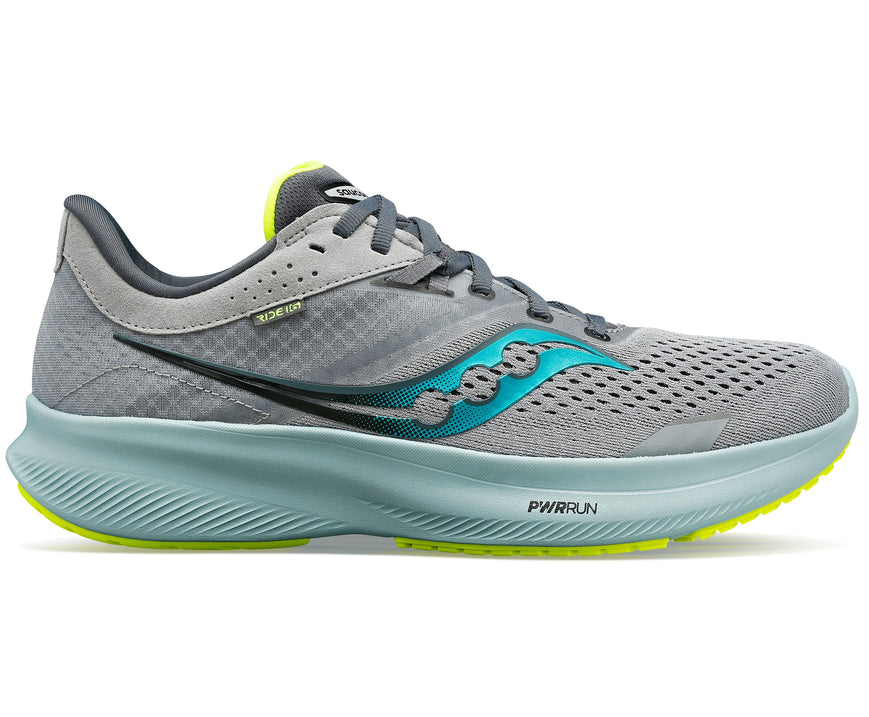 Men's Saucony Ride 16, Fossil/Palm, 9 D Medium