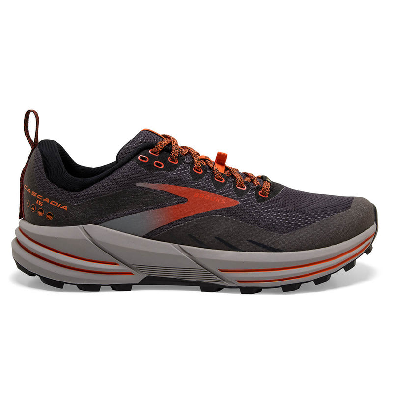 Men's Brooks Cascadia 16 GTX, Black/Ebony/Cinnabar, 11.5 D Medium