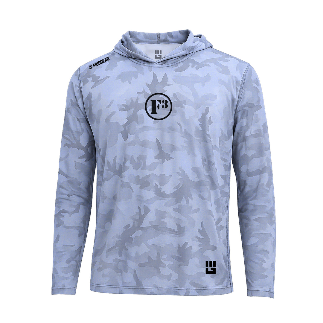 CLEARANCE ITEM -  MudGear Sun Hoodie (Light Grey Camo - black logo)