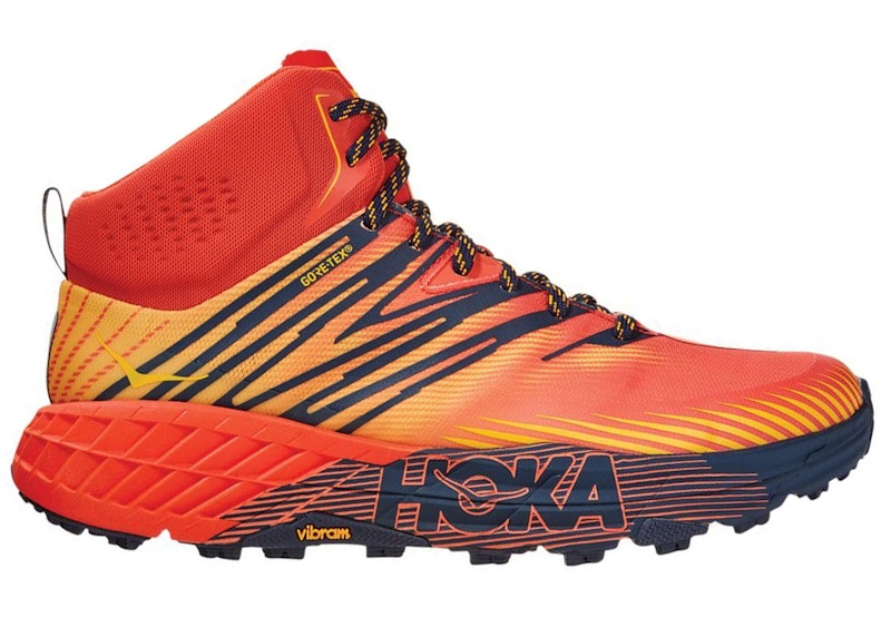 Men's Hoka Speedgoat Mid GTX 2, Mandarin Red/Gold Fusion, 11 D Medium