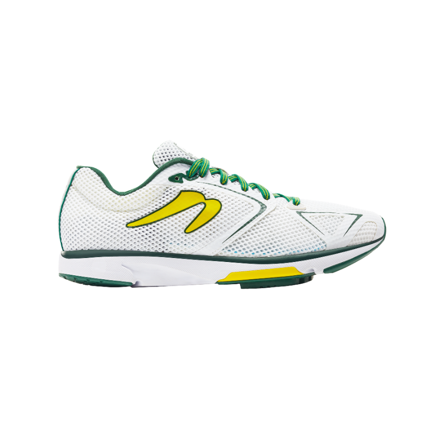 Men's Newton Running Distance 12 B, White/Forest, 14 D Medium