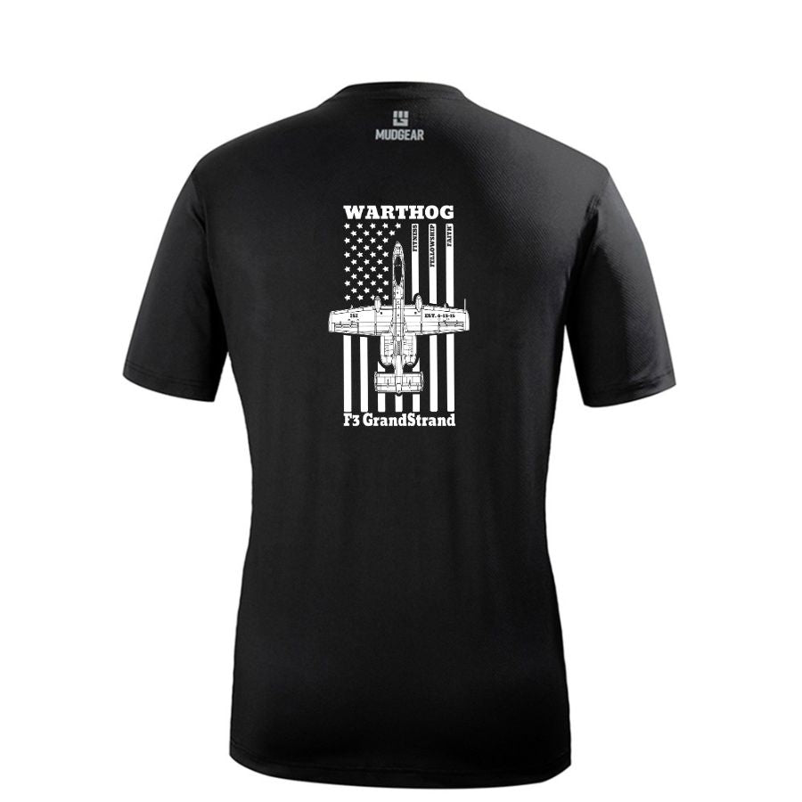 CLEARANCE ITEM - F3 Grand Strand Warthog - MudGear Fitted Performance Shirt VX - Short Sleeve (Black/Large)