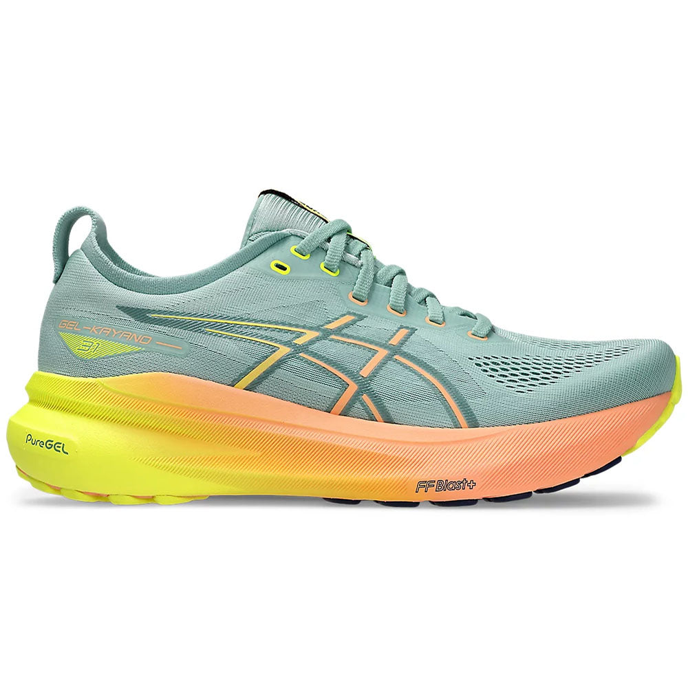 Men's Asics Gel-Kayano 31 Paris, Light Celadon/Safety Yellow, 13 D Medium