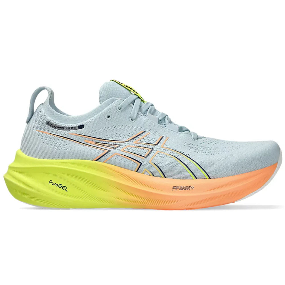 Men's Asics Gel-Nimbus 26 Paris, Cool Grey/Safety Yellow, 14 D Medium