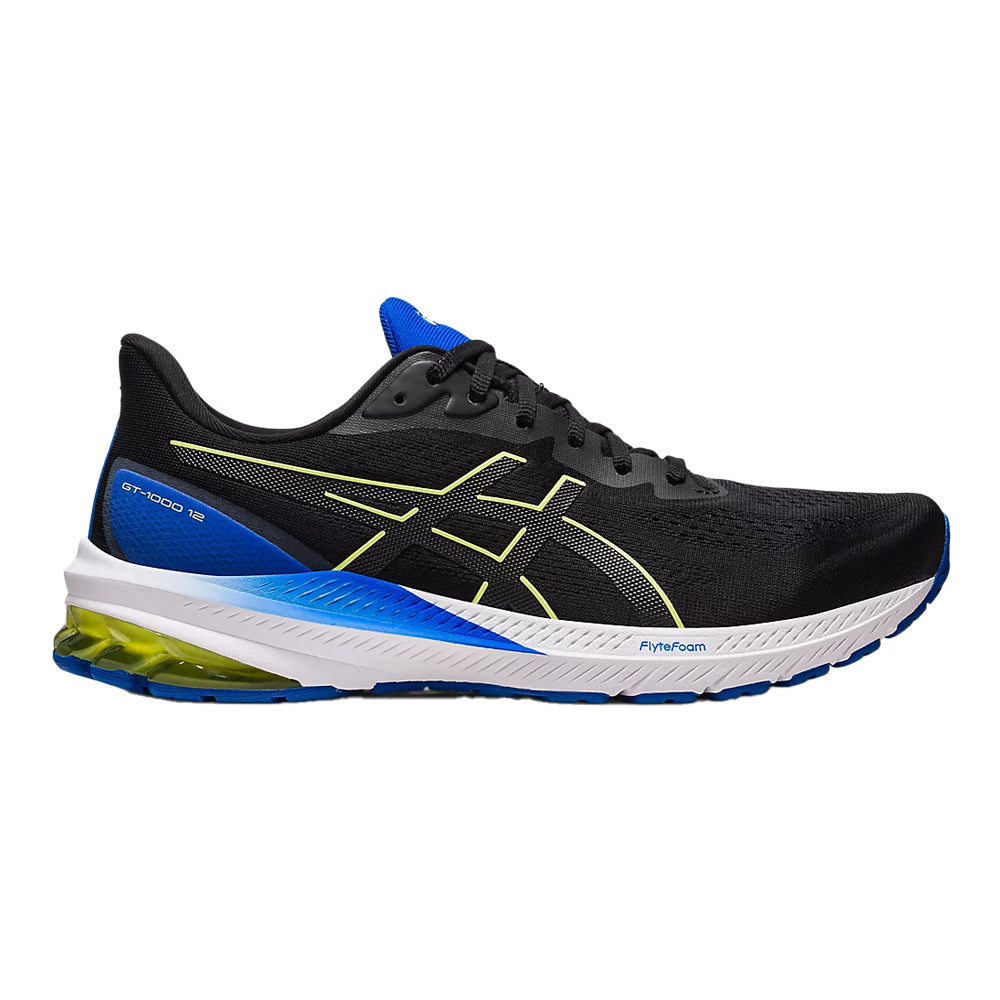 Men's Asics GT-1000 12, Black/Glow Yellow, 12 D Medium