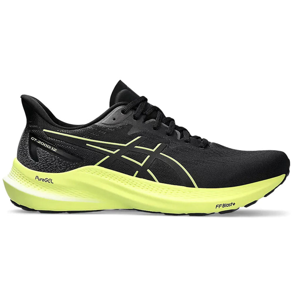 Men's Asics GT-2000 12, Black/Glow Yellow, 10 D Medium