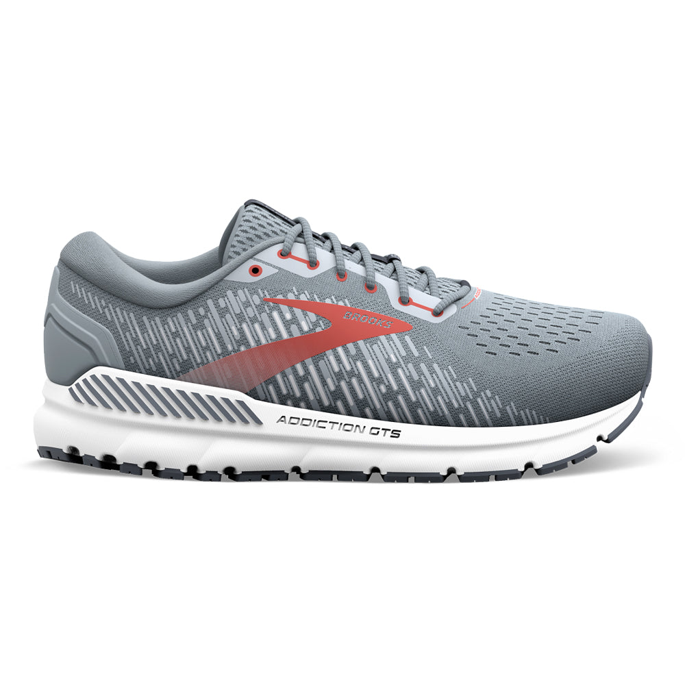 Men's Brooks Addiction GTS 15, Grey/Ebony/Chili Oil, 11 2E Wide