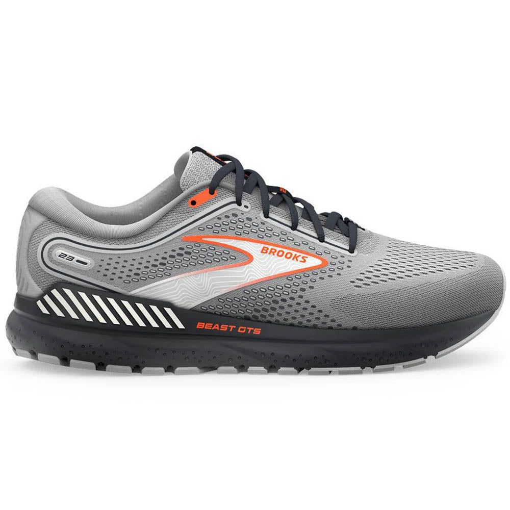 Men's Brooks Beast GTS 23, Grey/Scarlet/Ebony, 10 4E Extra Wide