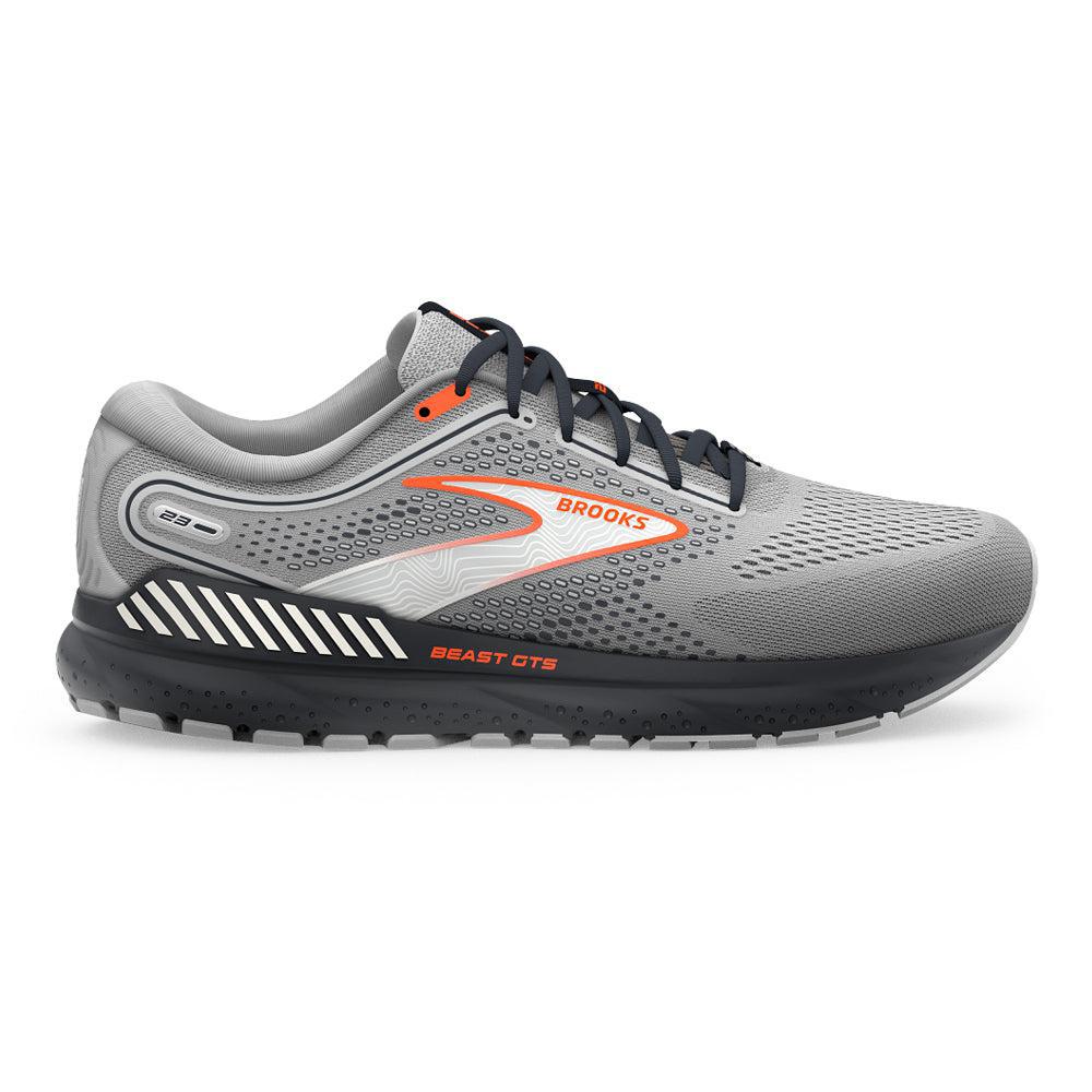 Men's Brooks Beast GTS 23, Grey/Scarlet/Ebony, 15 D Medium