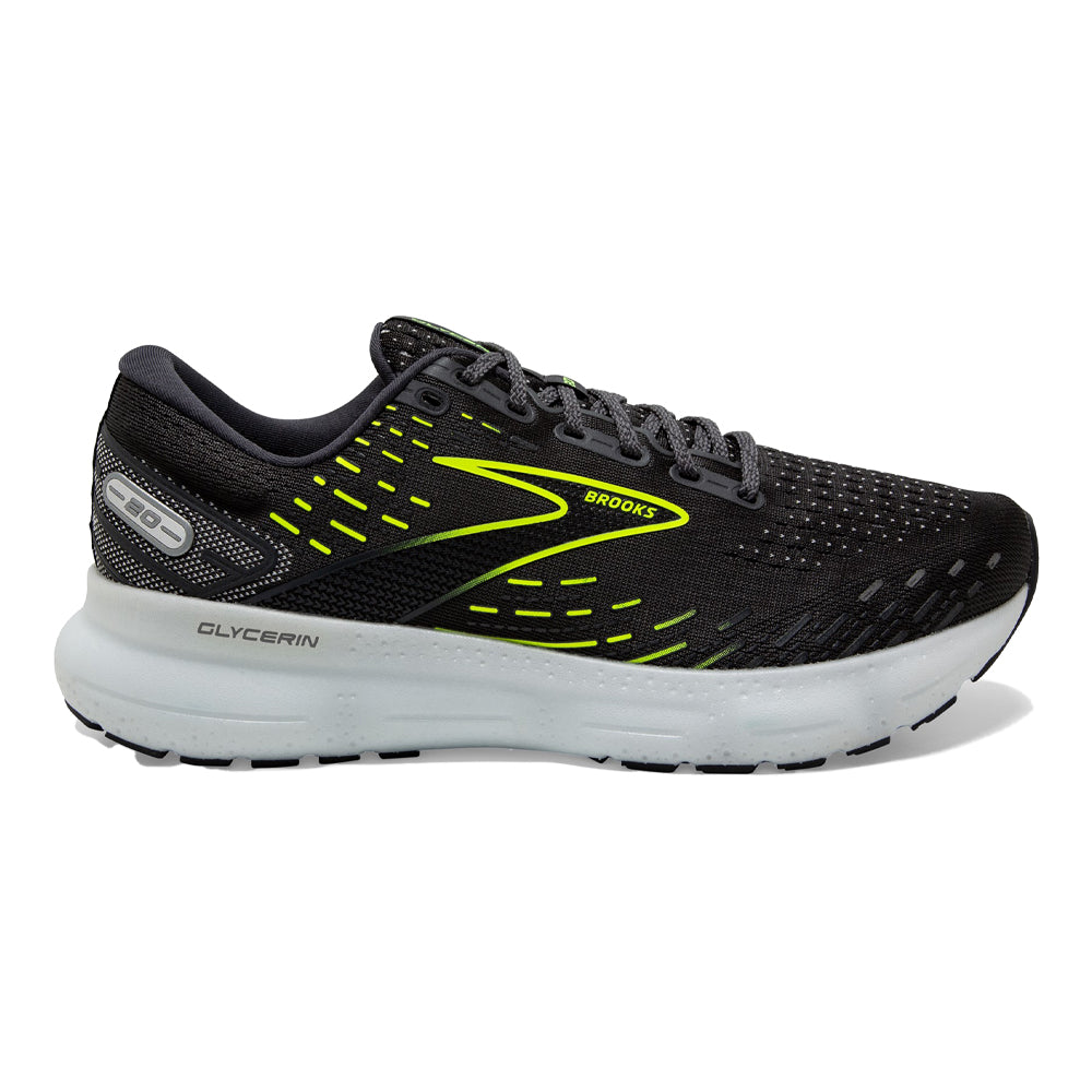 Men's Brooks Glycerin 20, Ebony/White/Nightlife, 7 D Medium