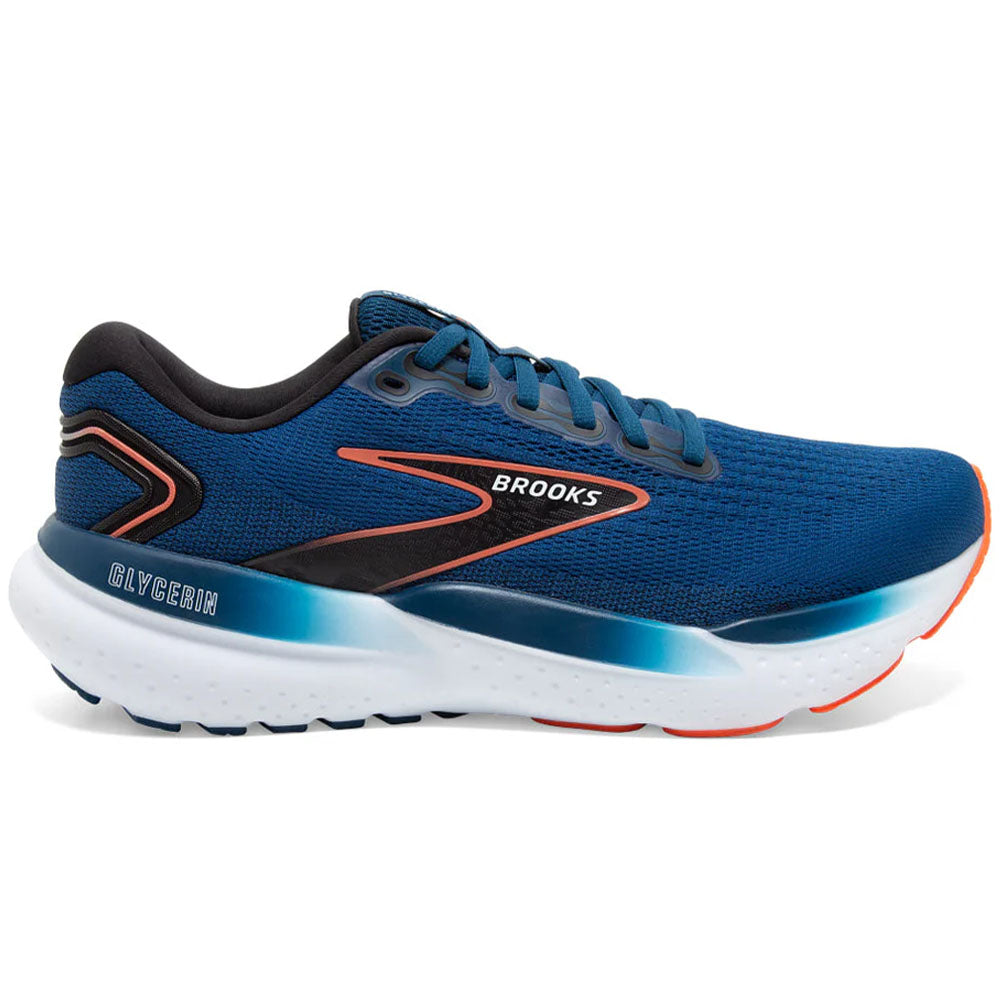 Men's Brooks Glycerin 21, Blue Opal/Black/Nasturtium, 8.5 D Medium