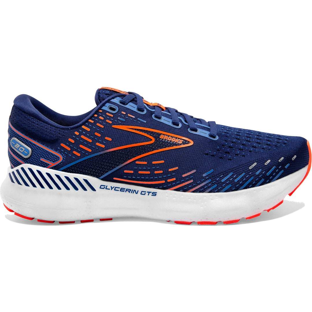 Men's Brooks Glycerin GTS 20, Blue Depths/Palace Blue/Orange, 13 D Medium