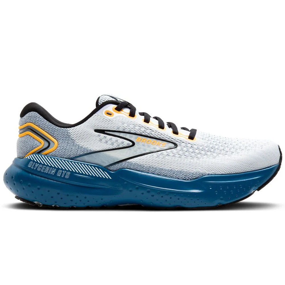 Men's Brooks Glycerin GTS 21, White/Sapphire/Orange, 11.5 D Medium