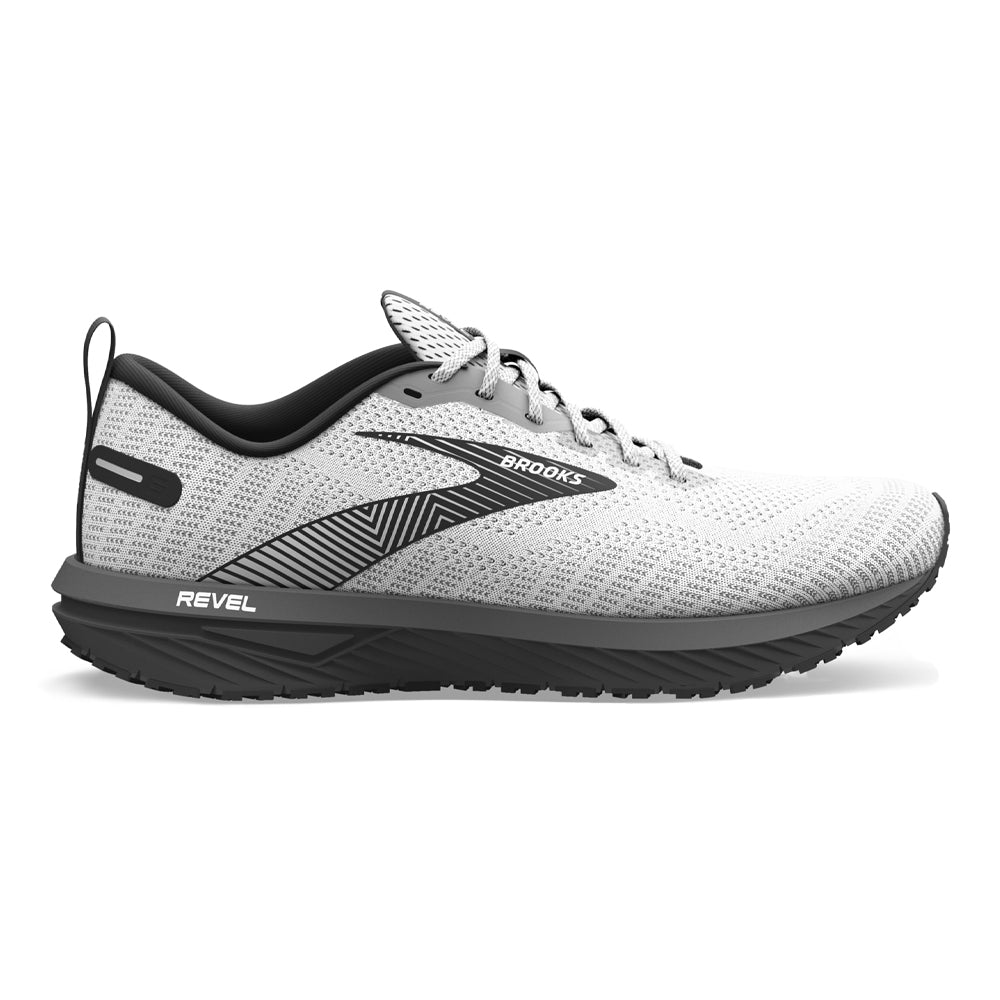 Men's Brooks Revel 6, White/Black, 8 D Medium