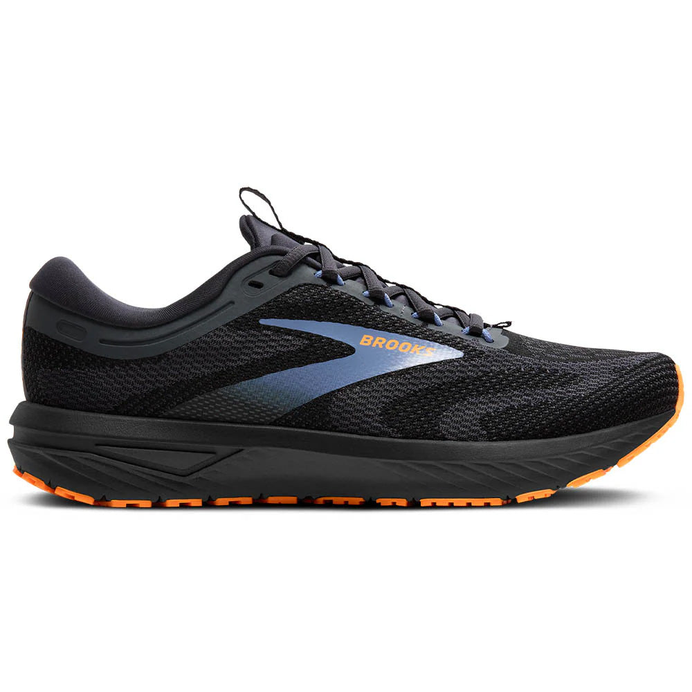 Men's Brooks Revel 7, Black/Country Blue/Orange, 13 D Medium