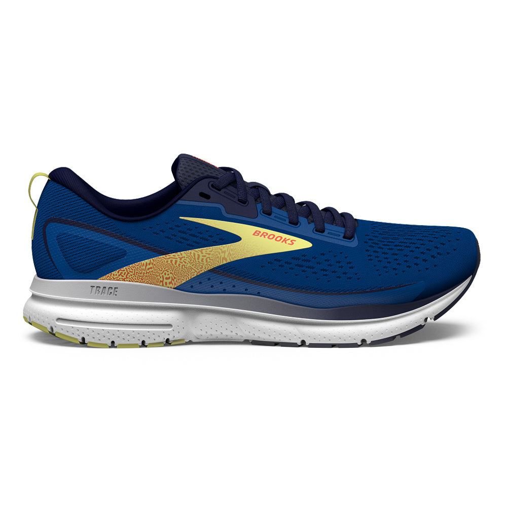 Men's Brooks Trace 3, Blue/Peacoat/Yellow, 7 D Medium