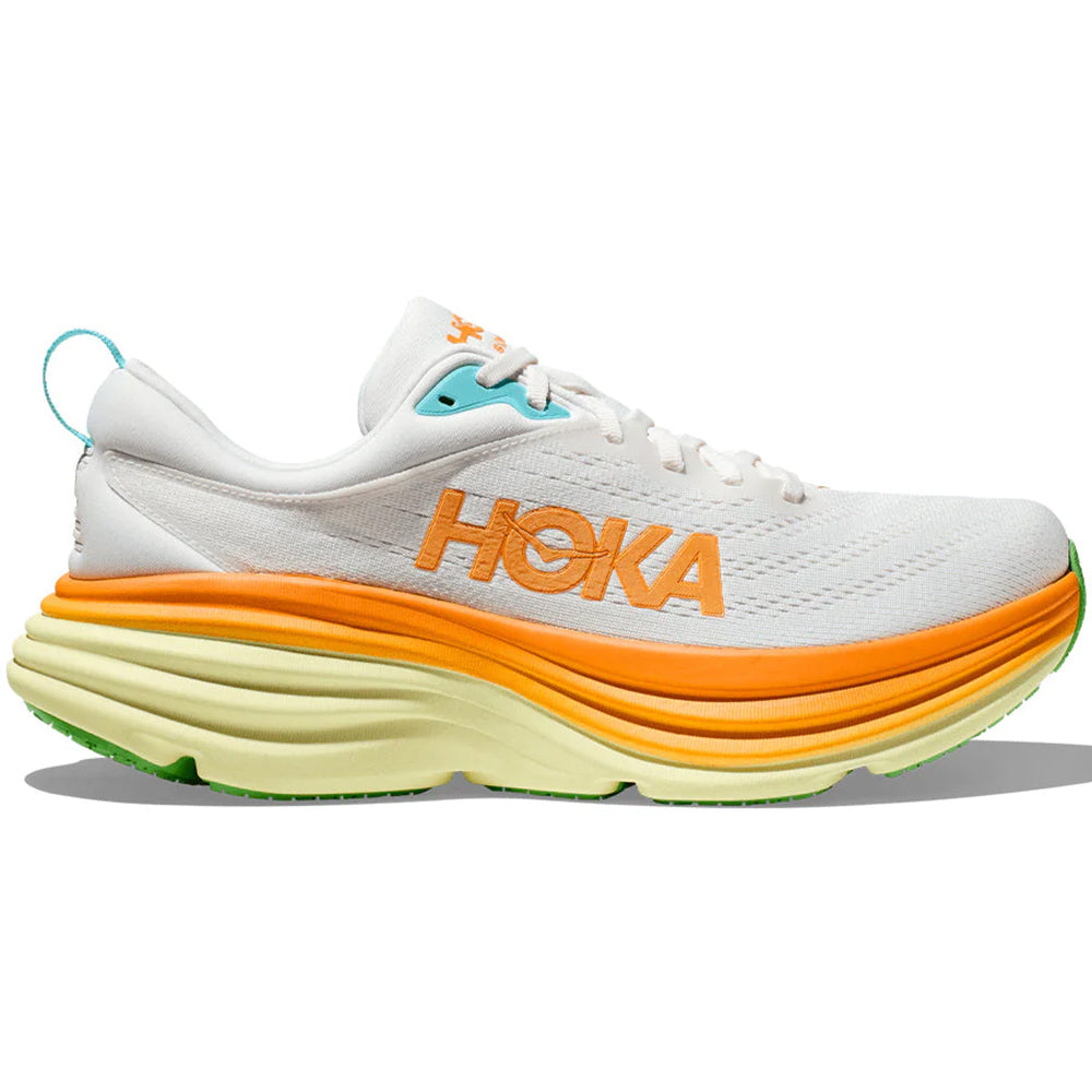 Men's Hoka Bondi 8, Blanc De Blanc/Solar Flare, 8 D Medium