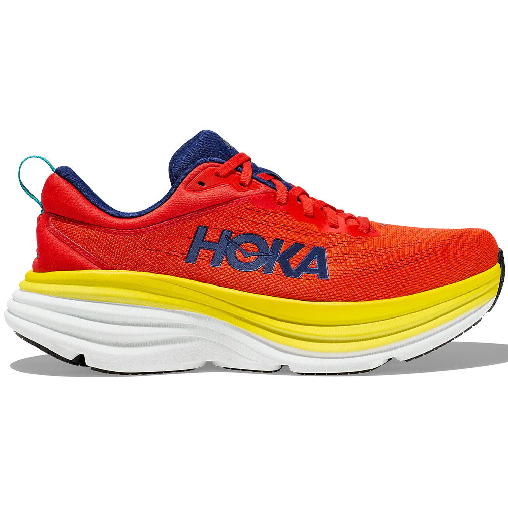 Men's Hoka Bondi 8, Red Alert/Flame, 10.5 D Medium