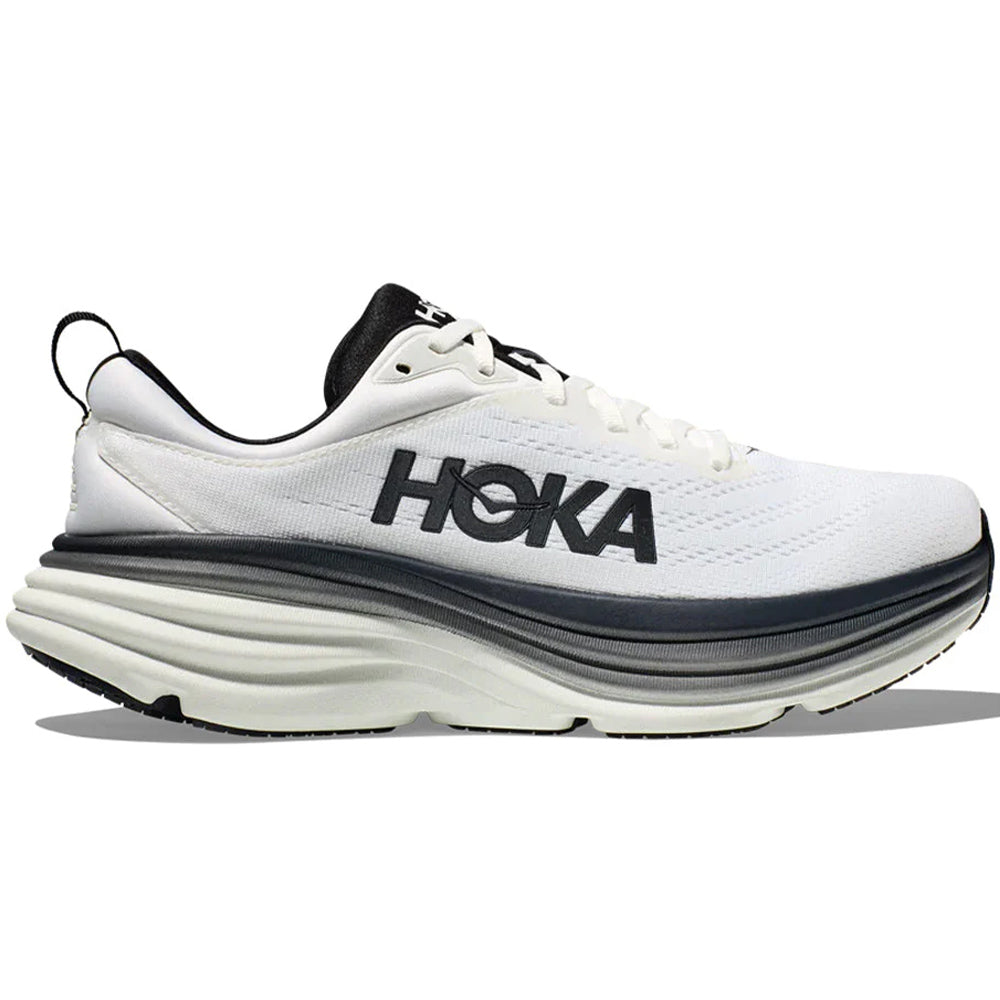 Men's Hoka Bondi 8, White/Black, 14 D Medium