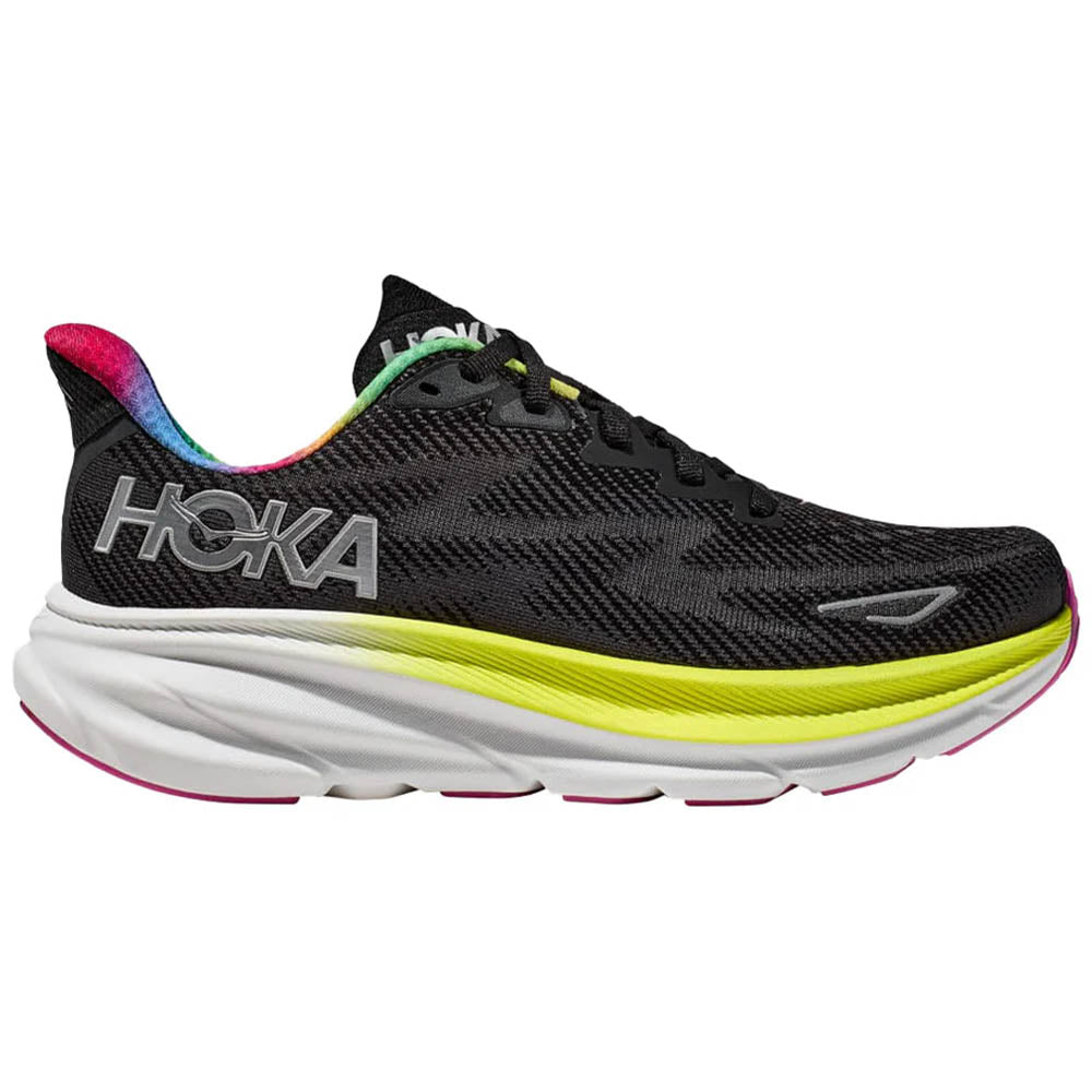 Men's Hoka Clifton 9, Black/All Aboard, 13 D Medium