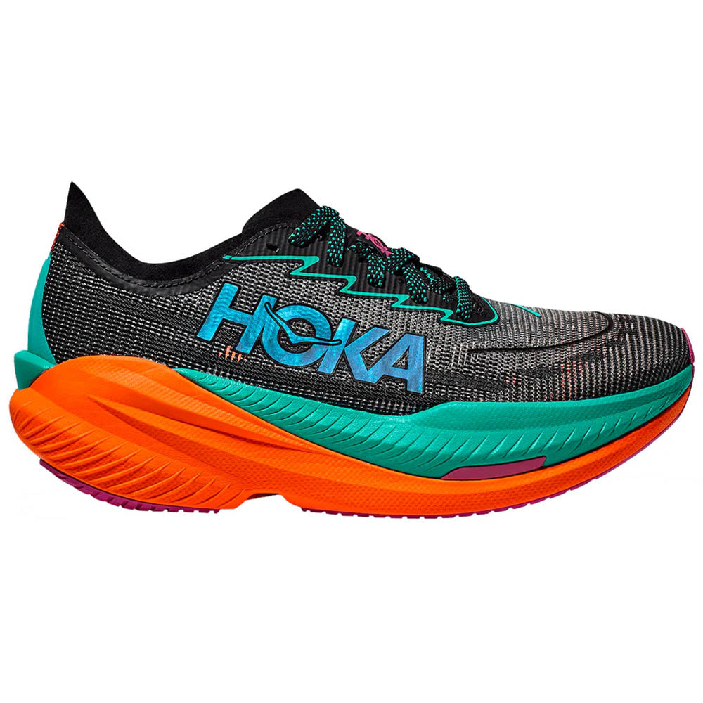 Men's Hoka Mach X 2, Black/Electric Aqua, 9 D Medium