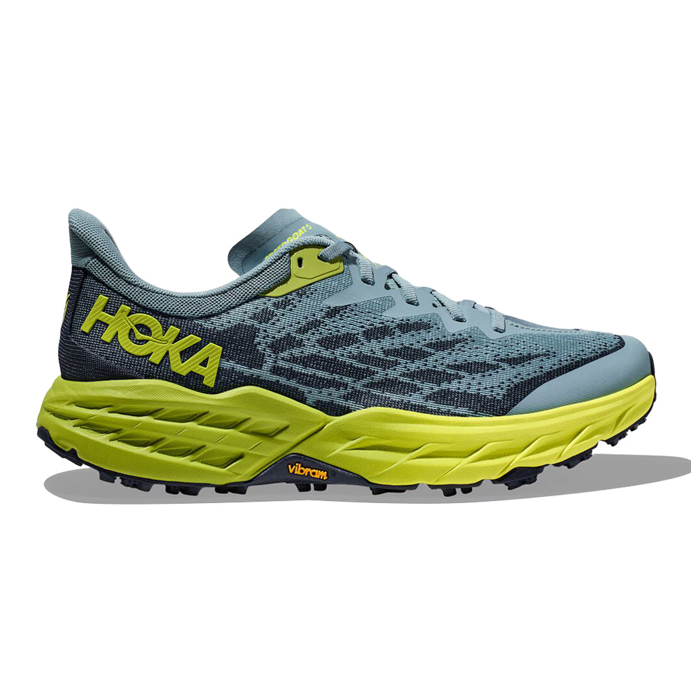 Men's Hoka Speedgoat 5, Stone Blue/Dark Citron, 12.5 2E Wide