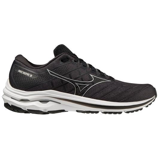Men's Mizuno Wave Inspire 18, Black/Silver, 9 D Medium