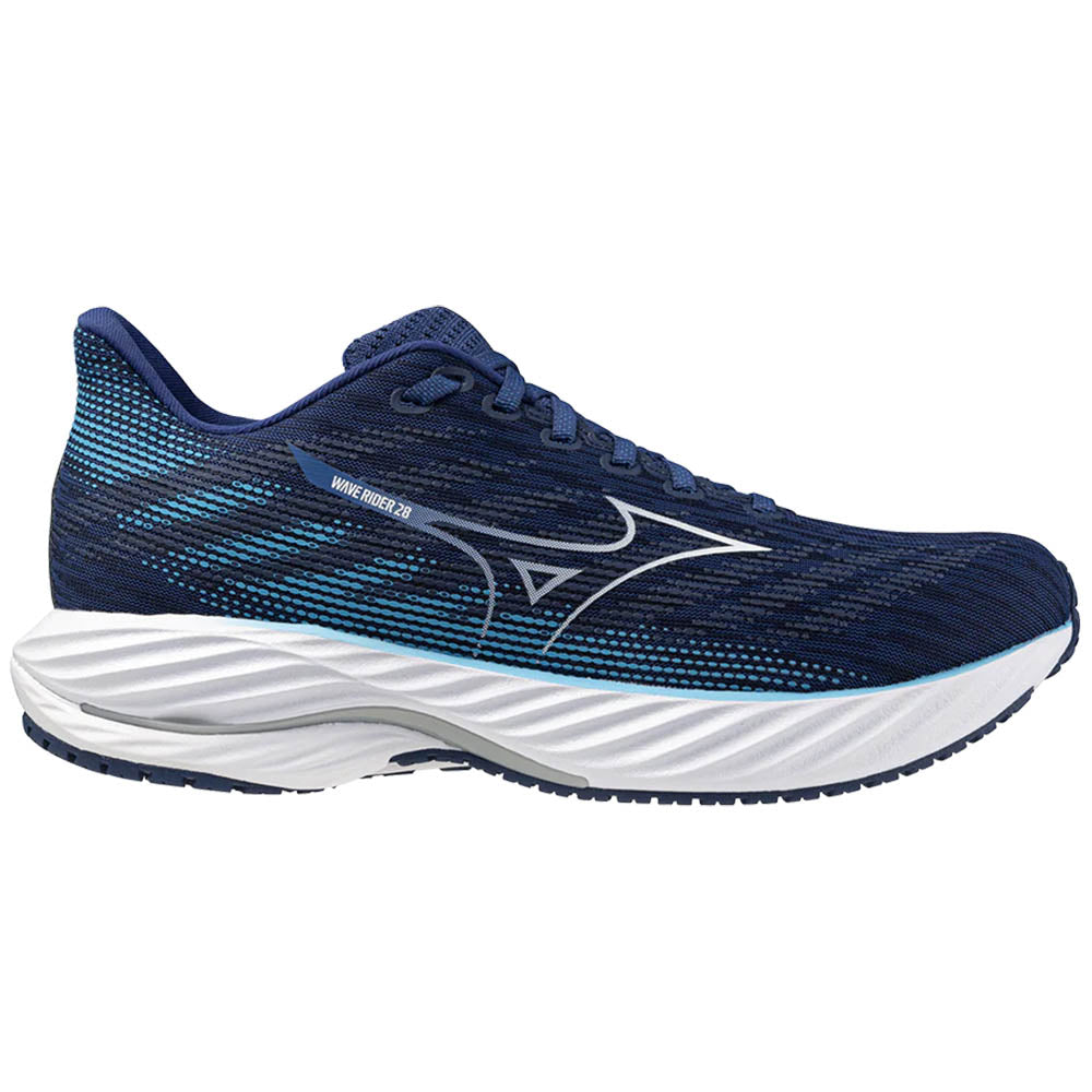 Men's Mizuno Wave Rider 28, Estate Blue/White, 8.5 D Medium
