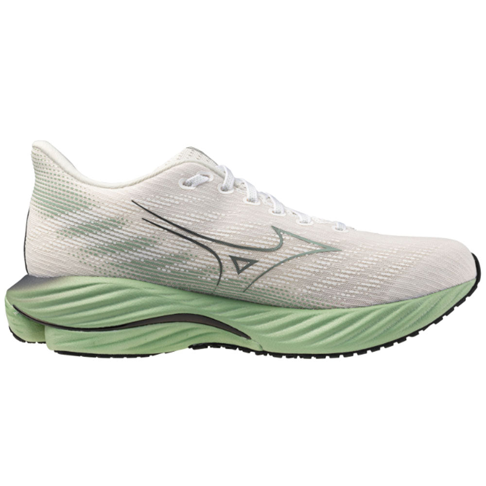 Men's Mizuno Wave Rider 28, Snow White/Frosty Green, 10.5 D Medium