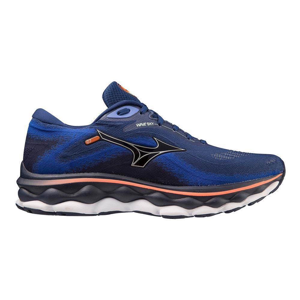 Men's Mizuno Wave Sky 7, Blue Depths-Silver, 12 D Medium