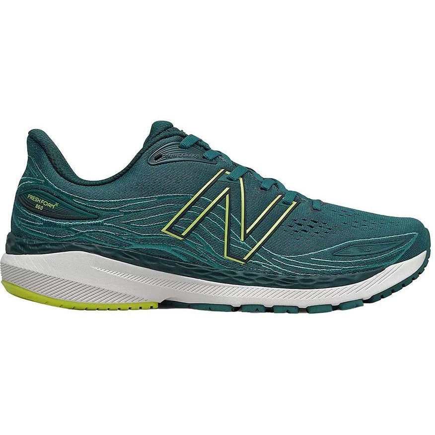 Men's New Balance Fresh Foam X 860v12, Mountain Teal/Sulphur Yellow, 13 D Medium