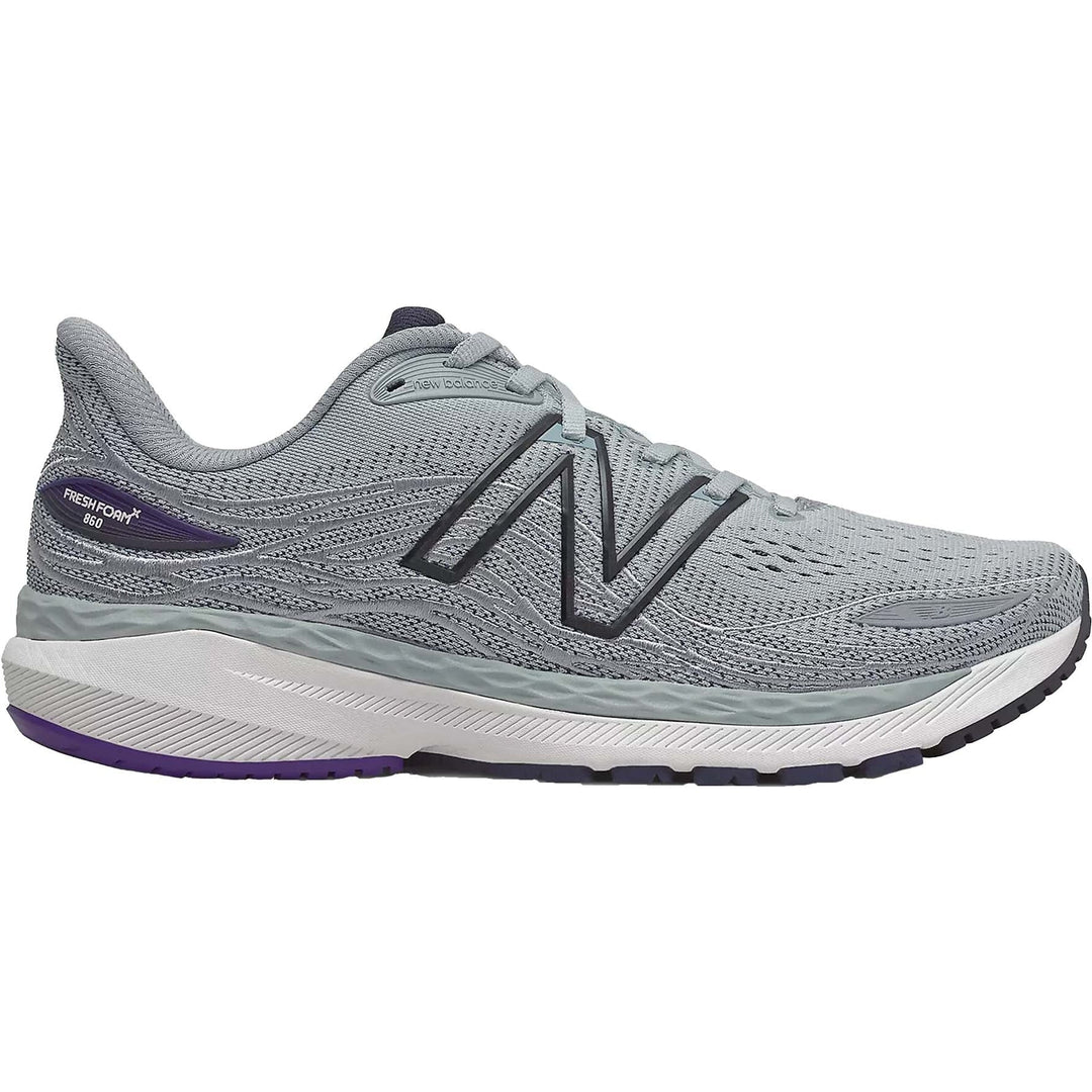 Men's New Balance Fresh Foam X 860v12, Light Aluminum/Deep Violet, 15 2E Wide