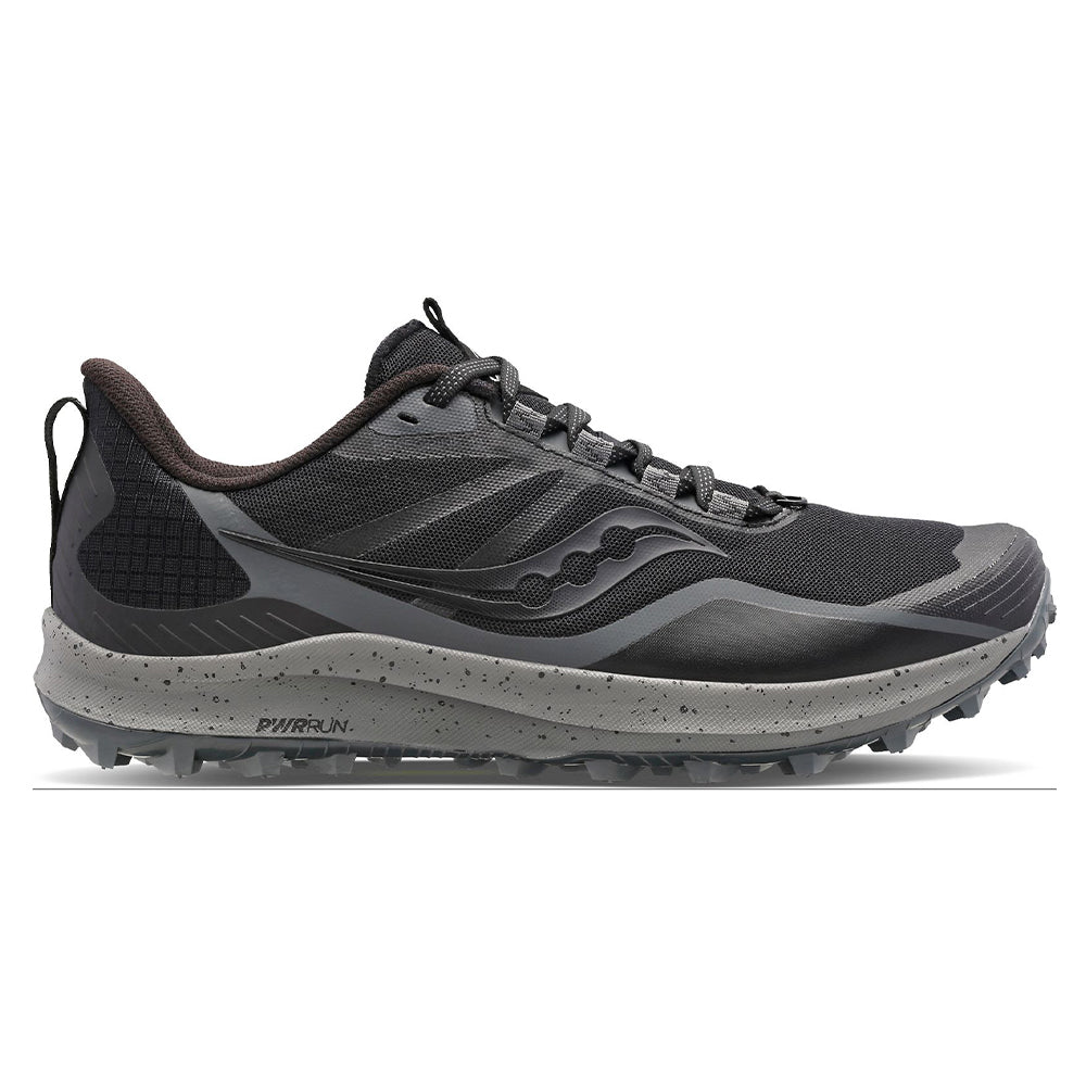 Men's Saucony Peregrine 12, Black/Charcoal, 9 2E Wide