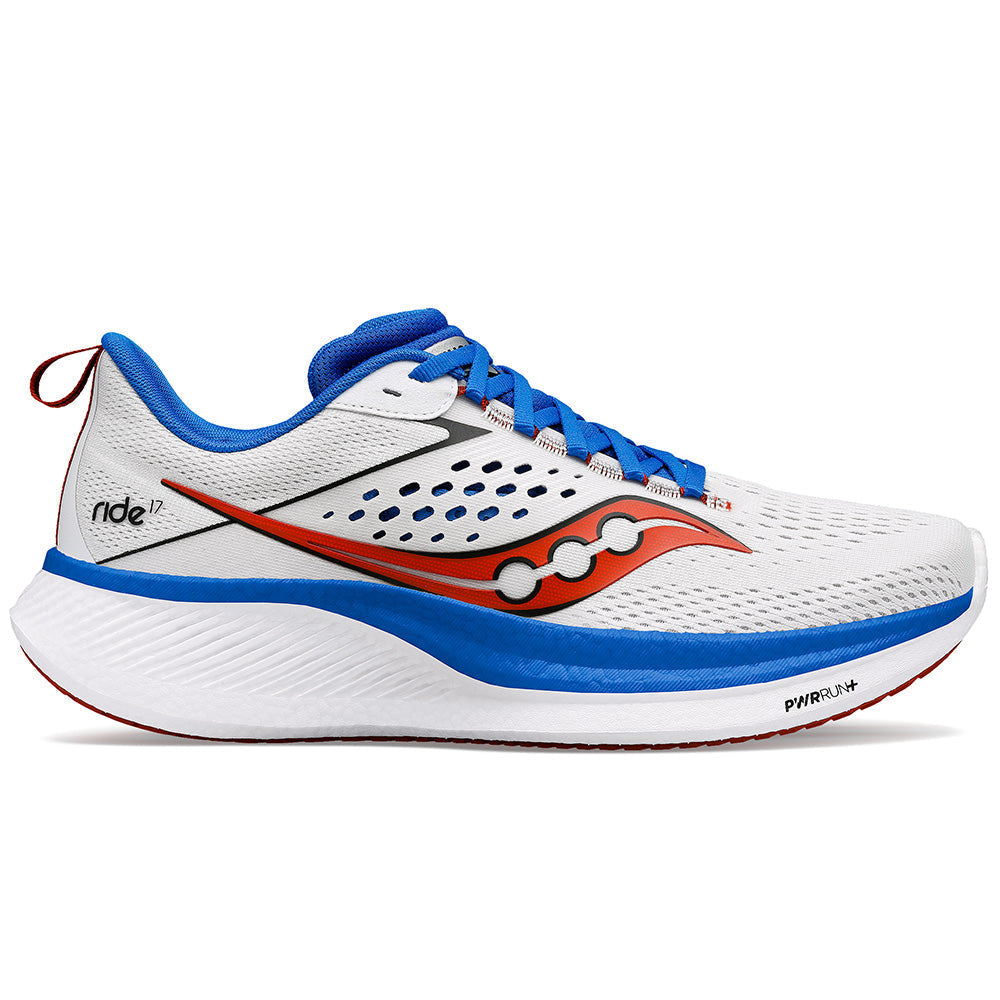 Men's Saucony Ride 17, White/Cobalt, 8.5 D Medium