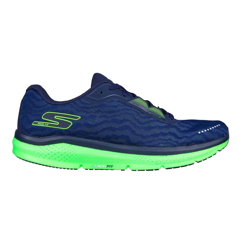 Men's Skechers Go Run Ride 10, Navy/Lime, 9 D Medium