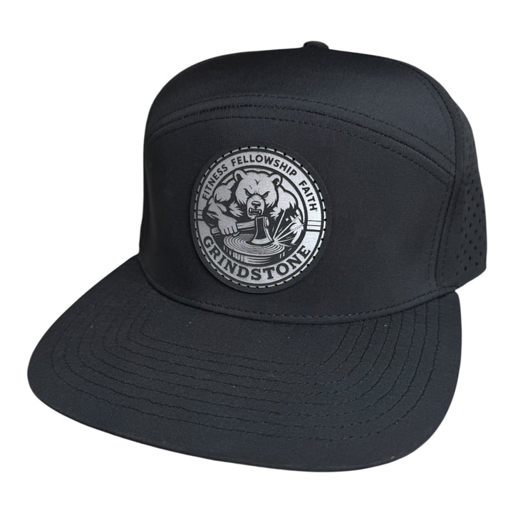 F3 Grindstone in Black & White Leatherette Patch Hat Pre-Order July 2025