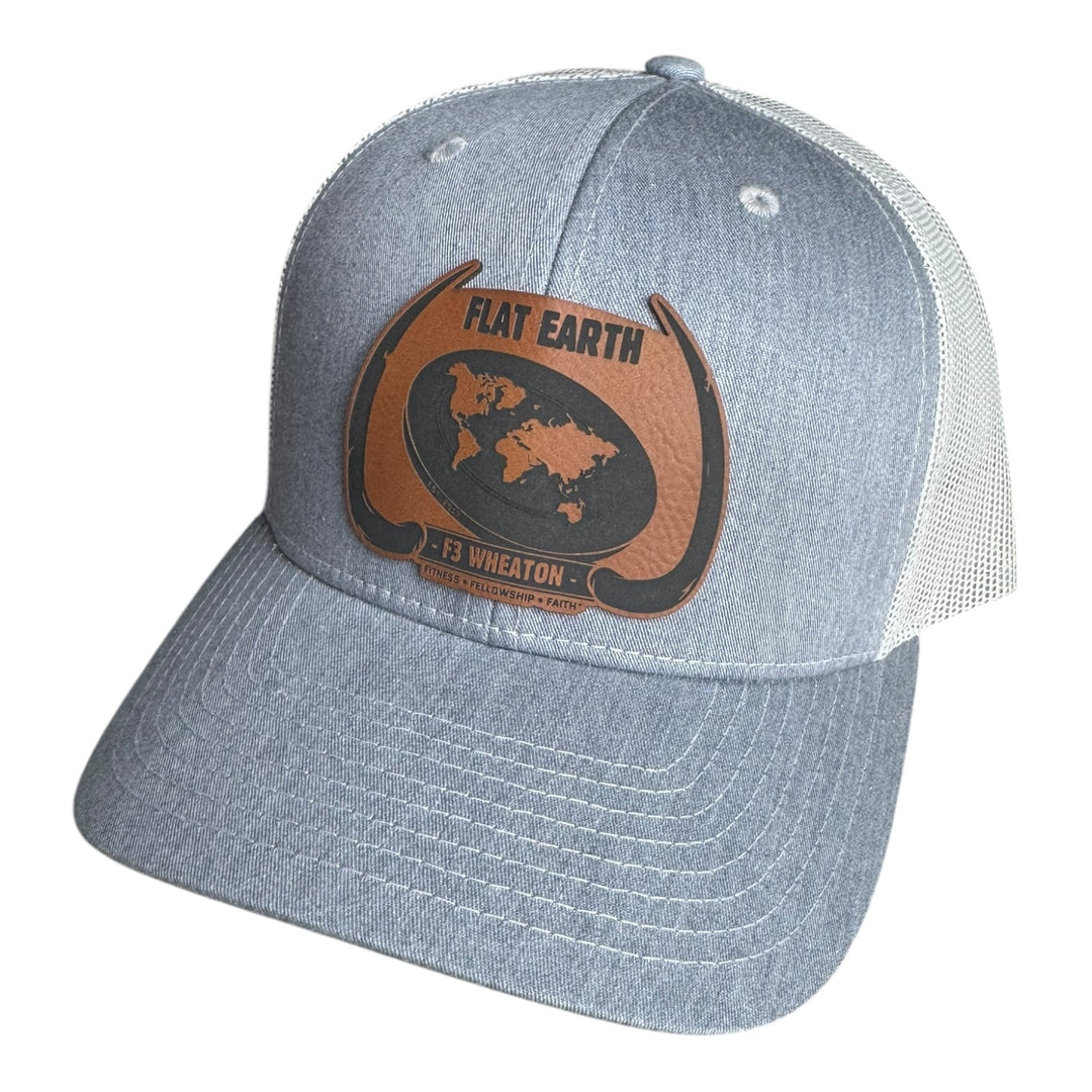 F3 Wheaton Flat Earth Leatherette Patch Hat Pre-Order June 2025